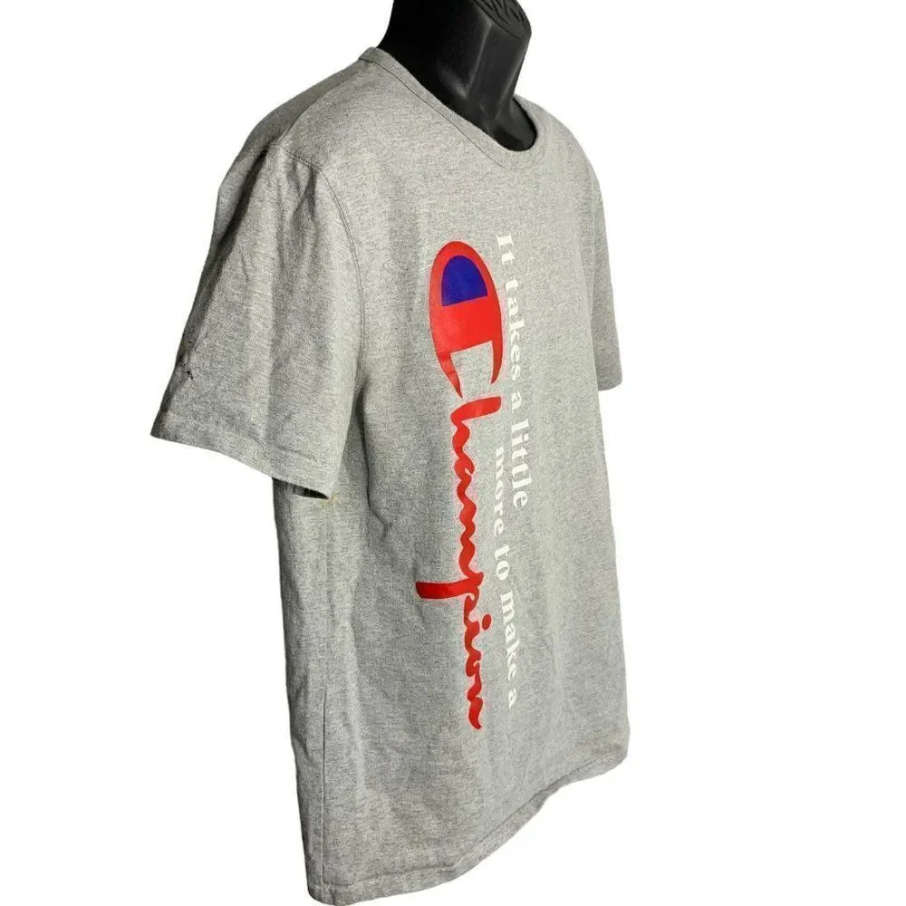 Vintage 90s Champion Crewneck T Shirt L Grey Short Sleeves Heavy Weight Cotton - Picture 3 of 8